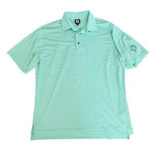 FootJoy Sea Island Golf Club Striped Polo Shirt Mens L Green Coastal Resort